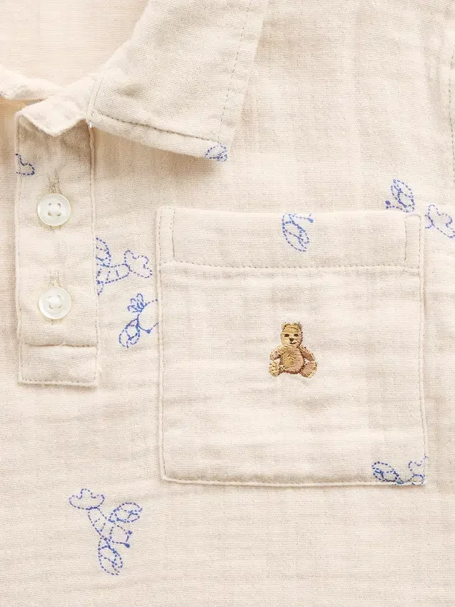 Polo de gasa de algodón estampado para bebés y niños pequeños