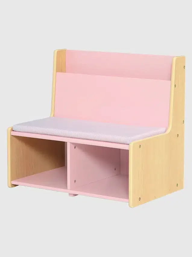 Rincón de lectura para niños pequeños con banco acolchado