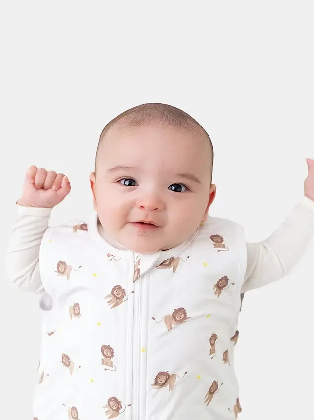 Saco de dormir de bambú con diseño de leoncito, de 0 a 12 meses