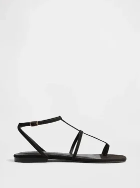 Sandalias con correa en T de gamuza vegana