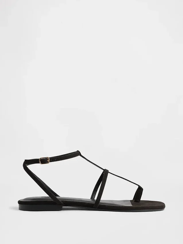 Sandalias con correa en T de gamuza vegana