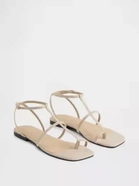 Sandalias con correa en T de gamuza vegana
