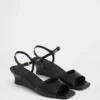 Sandalias de cuña de cuero vegano