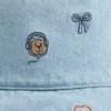 Sombrero de pescador de mezclilla bordado para bebés y niños