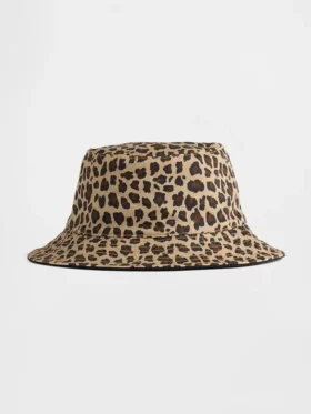 Sombrero de pescador reversible con estampado de leopardo para bebés y niños