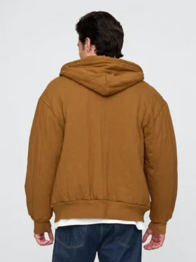 Sudadera con capucha acolchada y forro tipo waffle