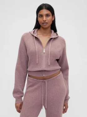 Sudadera con capucha corta de tejido tipo waffle CashSoft de GAP × Summer Fridays