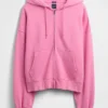 Sudadera con capucha, cremallera completa y corte corto oversize para adultos