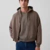 Sudadera con capucha, cremallera completa y corte corto oversize Vintagesoft