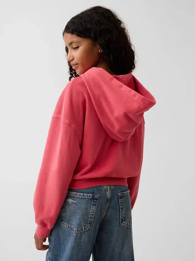 Sudadera con capucha, cremallera completa y corte oversize para niños, de felpa Vintagesoft