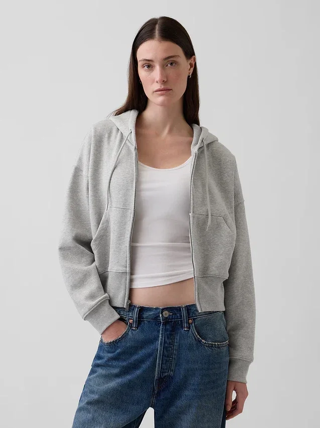 Sudadera con capucha, cremallera y corte en cuña Vintagesoft