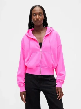 Sudadera con capucha, cremallera y corte en cuña Vintagesoft