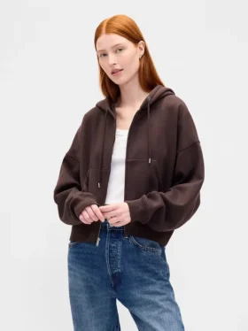 Sudadera con capucha, cremallera y corte en cuña Vintagesoft