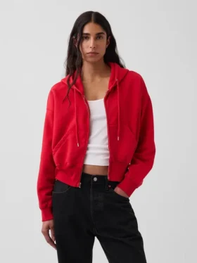 Sudadera con capucha, cremallera y corte en cuña Vintagesoft