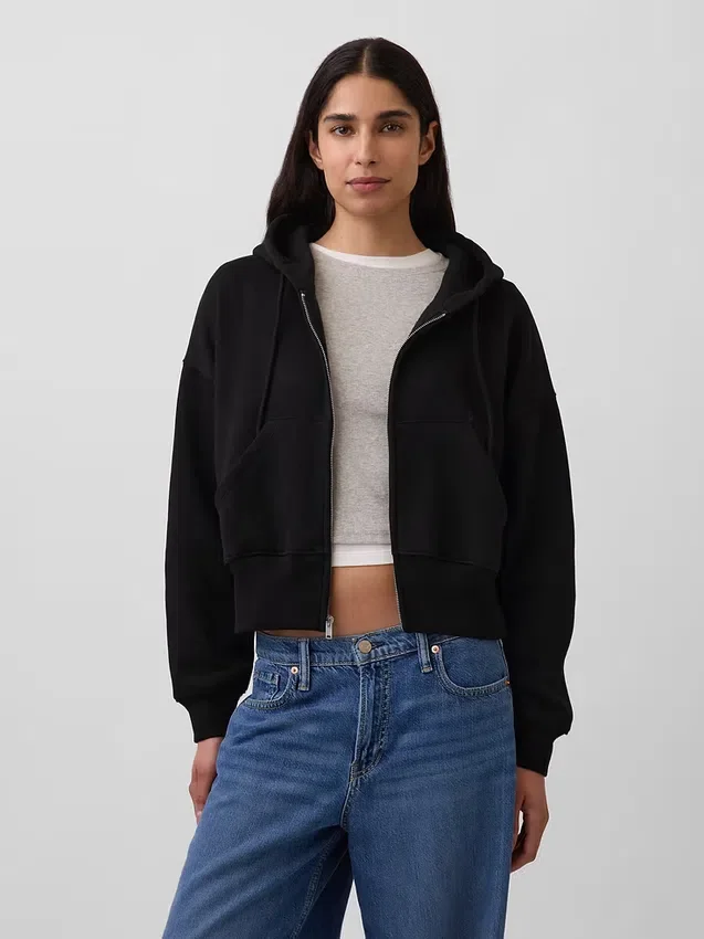 Sudadera con capucha, cremallera y corte en cuña Vintagesoft