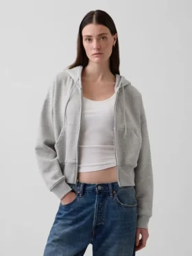 Sudadera con capucha, cremallera y corte en cuña Vintagesoft