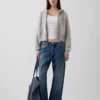 Sudadera con capucha, cremallera y corte en cuña Vintagesoft