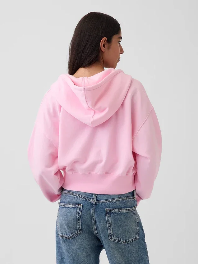 Sudadera con capucha, cremallera y corte en cuña Vintagesoft