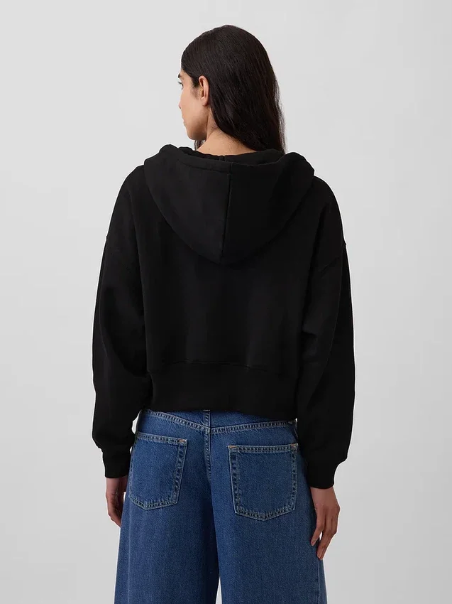 Sudadera con capucha, cremallera y corte en cuña Vintagesoft