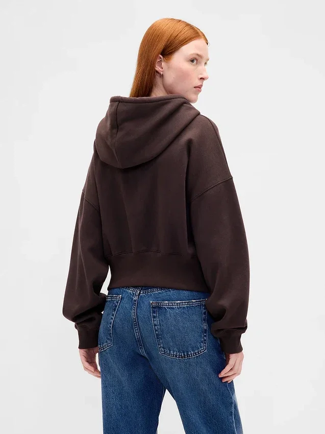 Sudadera con capucha, cremallera y corte en cuña Vintagesoft
