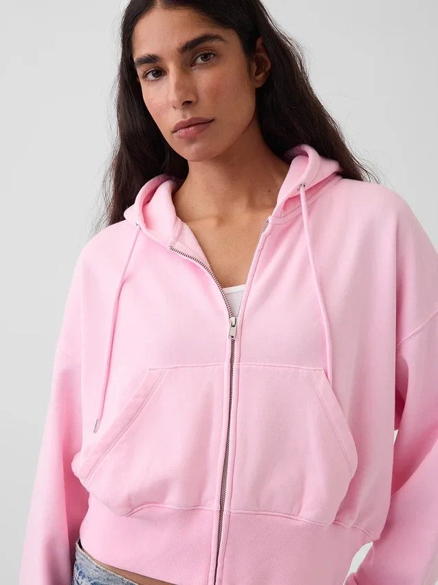 Sudadera con capucha, cremallera y corte en cuña Vintagesoft