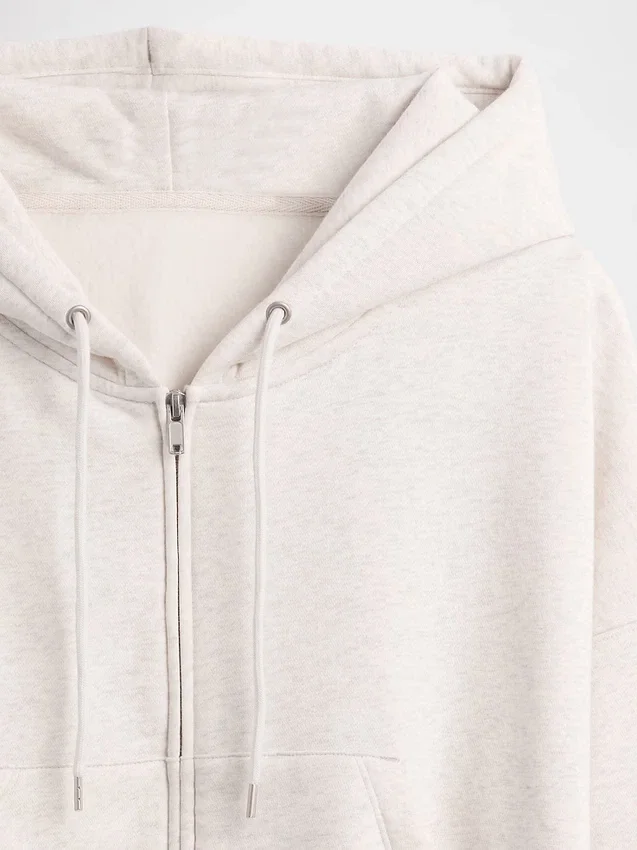 Sudadera con capucha, cremallera y corte en cuña Vintagesoft
