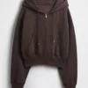 Sudadera con capucha, cremallera y corte en cuña Vintagesoft