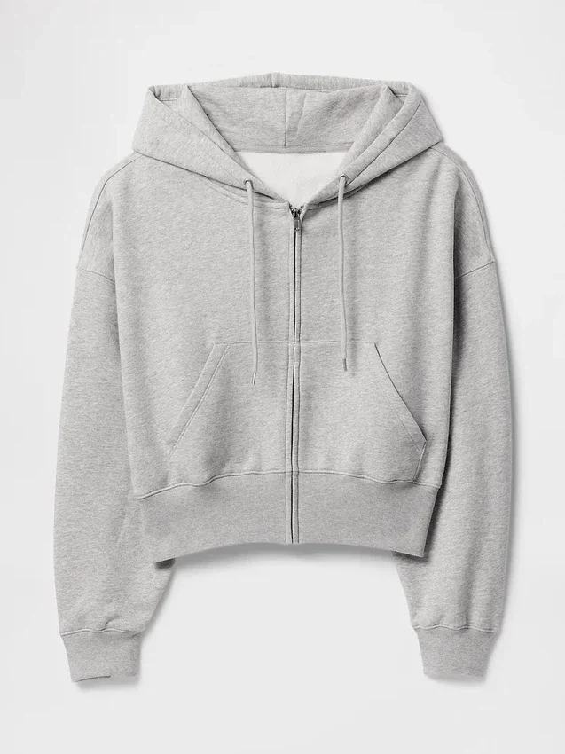 Sudadera con capucha, cremallera y corte en cuña Vintagesoft