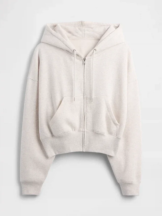 Sudadera con capucha, cremallera y corte en cuña Vintagesoft