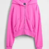 Sudadera con capucha, cremallera y corte en cuña Vintagesoft