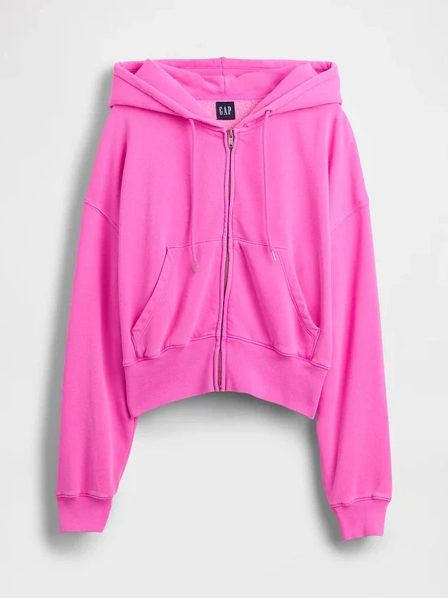 Sudadera con capucha, cremallera y corte en cuña Vintagesoft