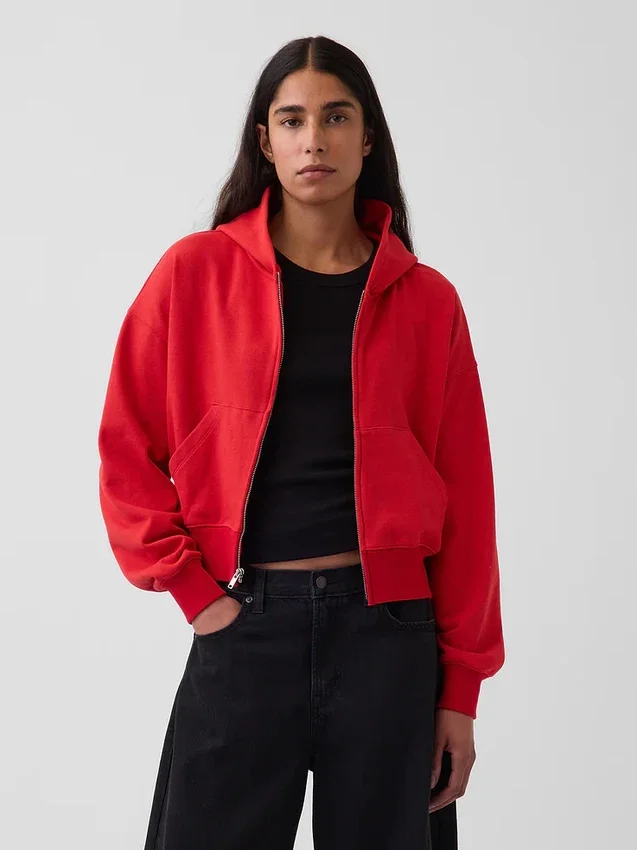 Sudadera con capucha, cremallera y corte oversize de felpa Vintagesoft