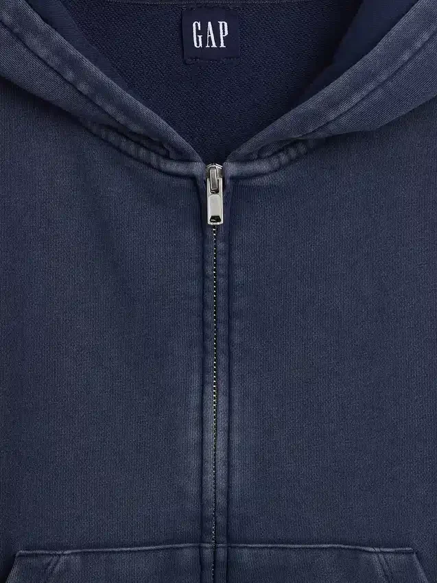Sudadera con capucha, cremallera y corte oversize de felpa Vintagesoft