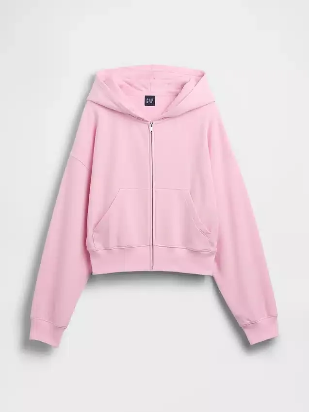 Sudadera con capucha, cremallera y corte oversize de felpa Vintagesoft