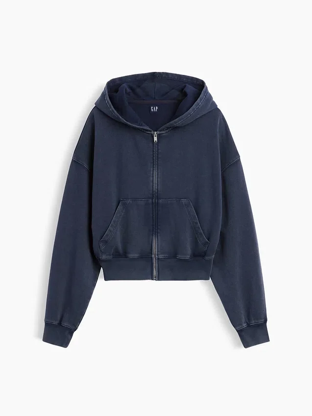 Sudadera con capucha, cremallera y corte oversize de felpa Vintagesoft