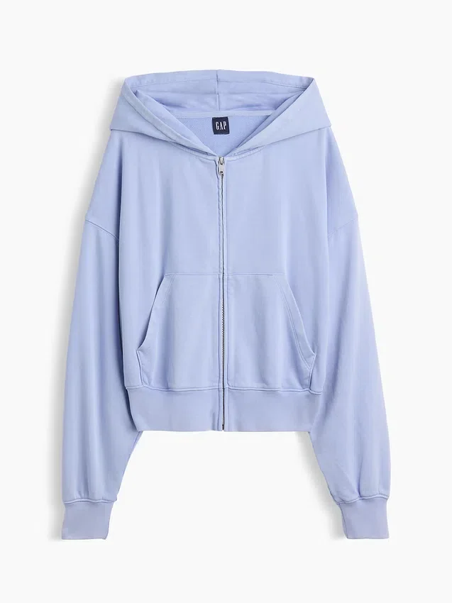 Sudadera con capucha, cremallera y corte oversize de felpa Vintagesoft