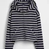 Sudadera con capucha, cremallera y rayas oversize de felpa de toalla