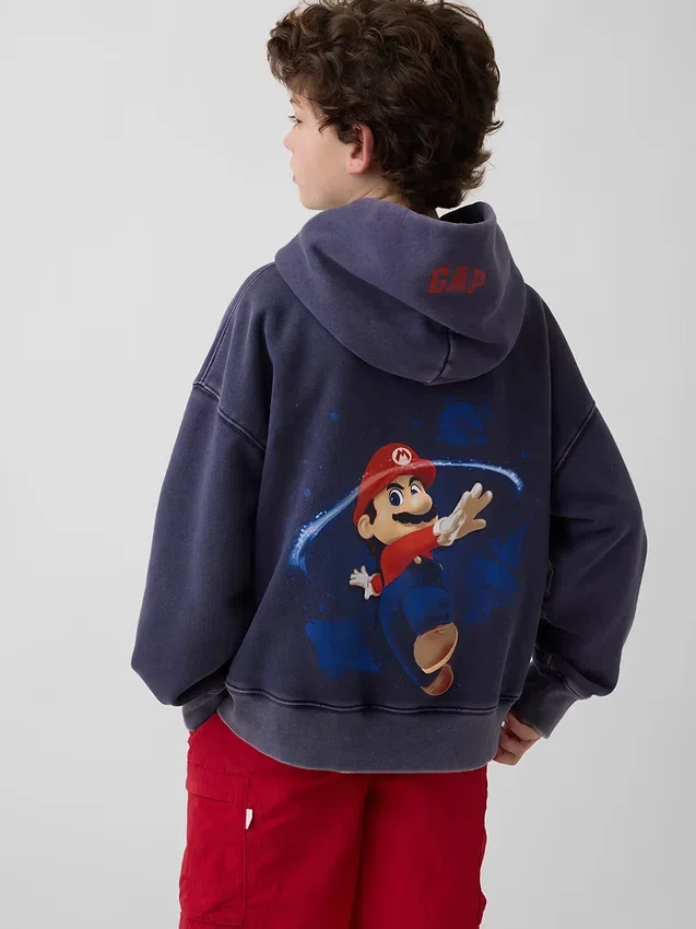 Sudadera con capucha holgada Super Mario Vintagesoft para niños