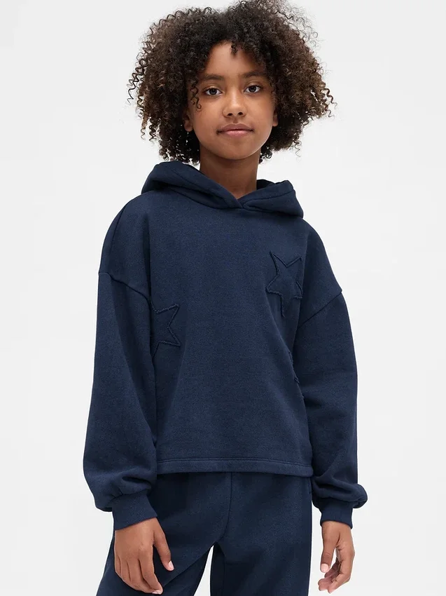 Sudadera con capucha holgada y parches Vintagesoft para niños