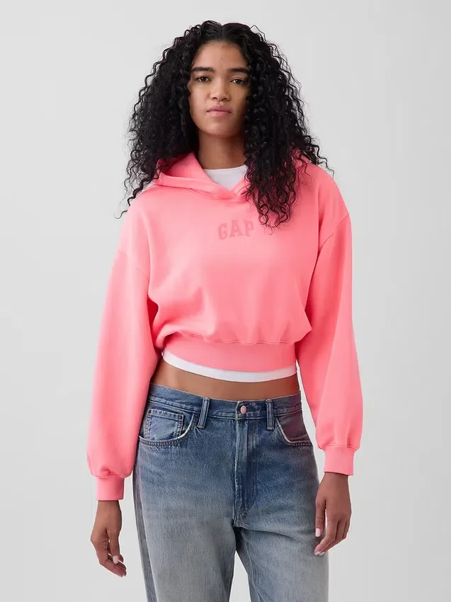 Sudadera con capucha oversize corta con logo Vintagesoft