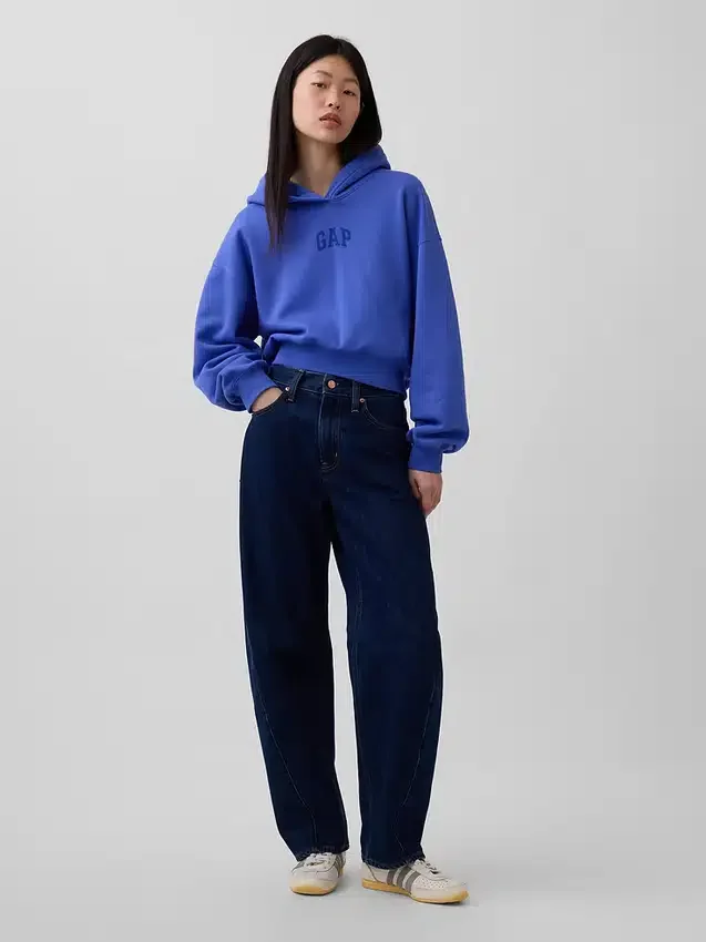 Sudadera con capucha oversize corta con logo Vintagesoft