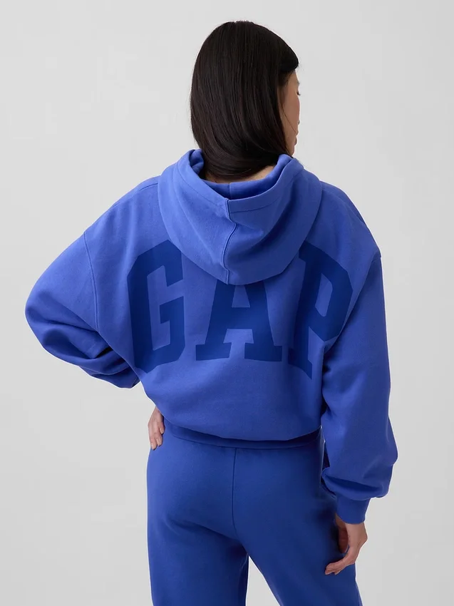 Sudadera con capucha oversize corta con logo Vintagesoft