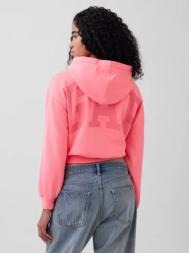 Sudadera con capucha oversize corta con logo Vintagesoft
