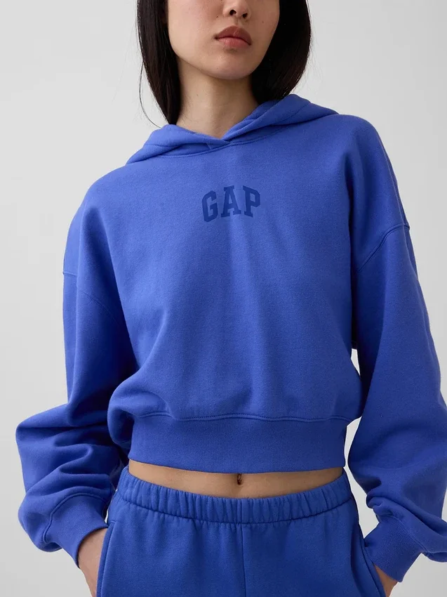 Sudadera con capucha oversize corta con logo Vintagesoft