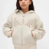 Sudadera con capucha para niños con logo gráfico y forro de sherpa