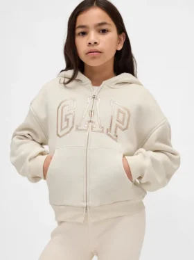 Sudadera con capucha para niños con logo gráfico y forro de sherpa