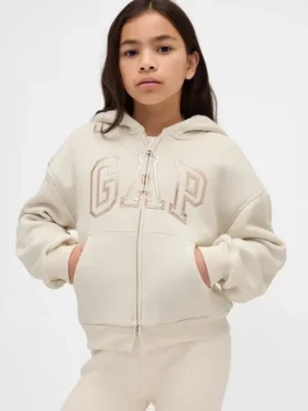 Sudadera con capucha para niños con logo gráfico y forro de sherpa