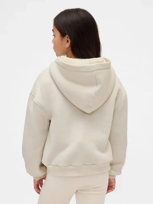 Sudadera con capucha para niños con logo gráfico y forro de sherpa