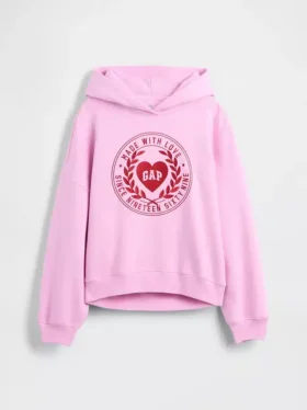 Sudadera con capucha para niños Vintagesoft con logo de corazón extragrande