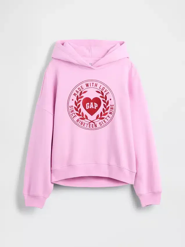 Sudadera con capucha para niños Vintagesoft con logo de corazón extragrande